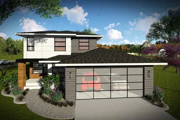 Modern house plans 7-1304 - front exterior, 1,601 sq ft, 3 bed, 2 bath house plans | Monster House Plans