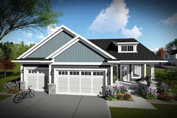 Bungalow house plans 7-1305 - front exterior, 1,681 sq ft, 3 bed, 2 bath house plans | Monster House Plans