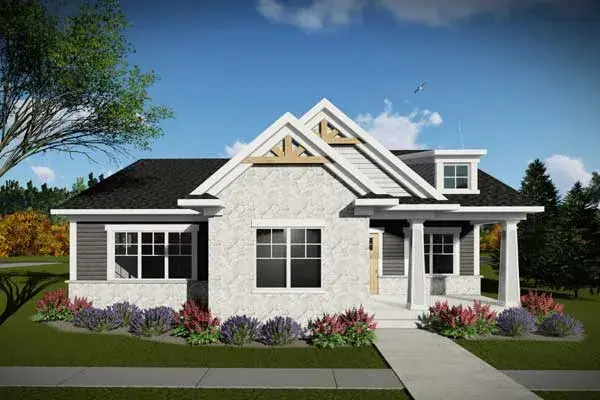 Craftsman house plans 7-1307 - front exterior, 1,730 sq ft, 2 bed, 2 bath house plans | Monster House Plans