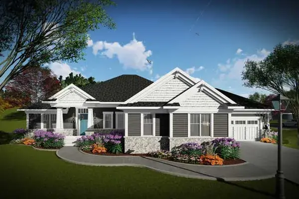 Craftsman house plans 7-1310 - front exterior, 2,160 sq ft, 2 bed, 2 bath house plans | Monster House Plans