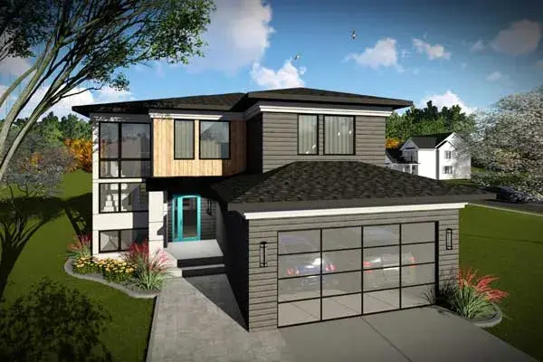 Modern house plans 7-1313 - front exterior, 2,309 sq ft, 4 bed, 2 bath house plans | Monster House Plans