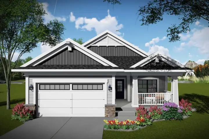 Craftsman house plans 7-1325 - front exterior, 1,354 sq ft, 2 bed, 2 bath house plans | Monster House Plans