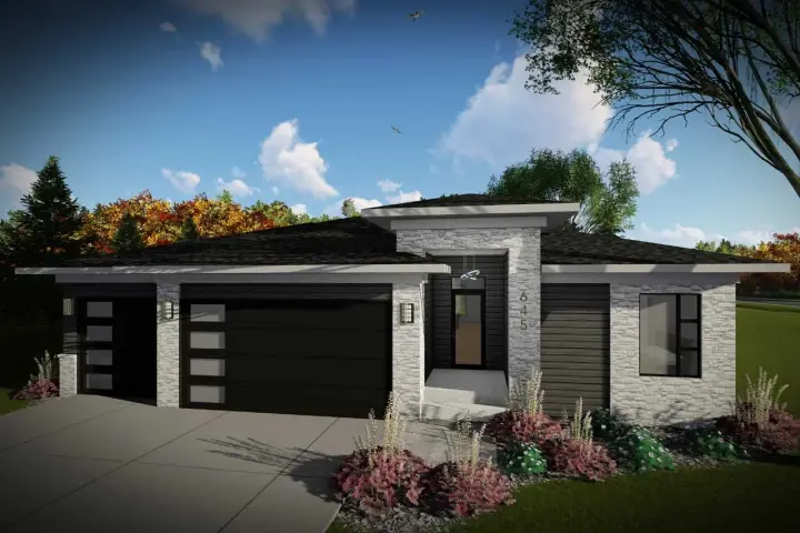 Modern house plans 7-1326 - front exterior, 1,484 sq ft, 2 bed, 2 bath house plans | Monster House Plans