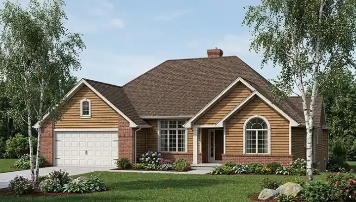 Traditional house plans 7-133 - front exterior, 1,537 sq ft, 2 bed, 2 bath house plans | Monster House Plans