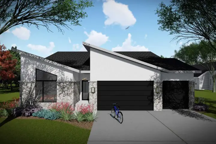 Modern house plans 7-1330 - front exterior, 1,742 sq ft, 3 bed, 2 bath house plans | Monster House Plans