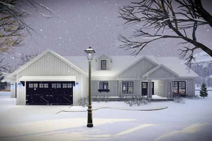 Modern Farmhouse house plans 7-1334 - front exterior, 1,921 sq ft, 3 bed, 2 bath house plans | Monster House Plans