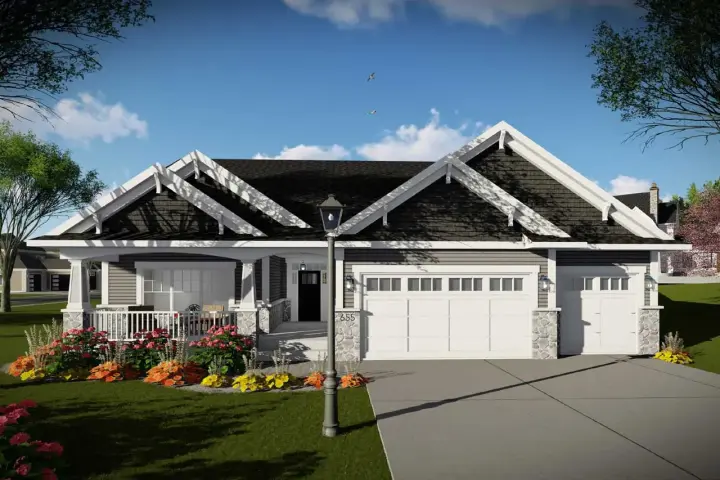 Craftsman house plans 7-1336 - front exterior, 2,005 sq ft, 3 bed, 2 bath house plans | Monster House Plans