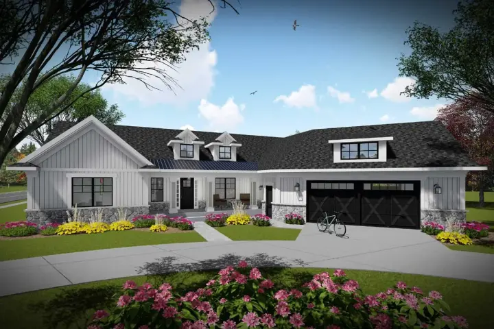 Modern Farmhouse house plans 7-1337 - front exterior, 2,150 sq ft, 3 bed, 2 bath house plans | Monster House Plans