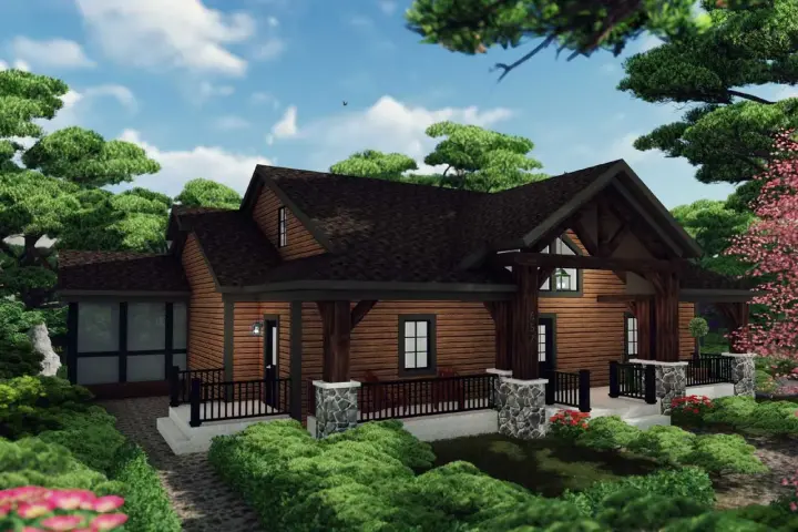 Mountain Rustic house plans 7-1338 - front exterior, 2,225 sq ft, 3 bed, 2 bath house plans | Monster House Plans