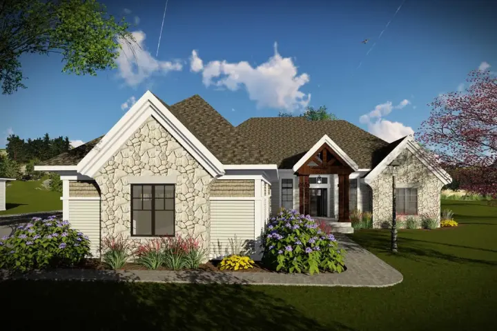 Craftsman house plans 7-1340 - front exterior, 2,510 sq ft, 3 bed, 2 bath house plans | Monster House Plans