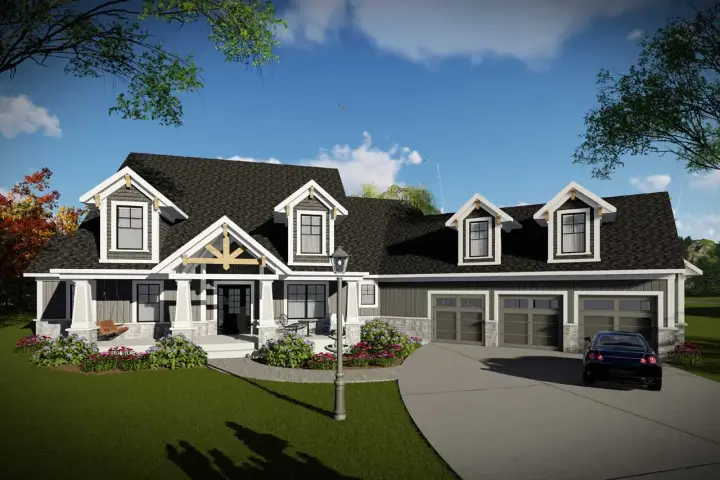 Craftsman house plans 7-1343 - front exterior, 3,792 sq ft, 4 bed, 3 bath house plans | Monster House Plans