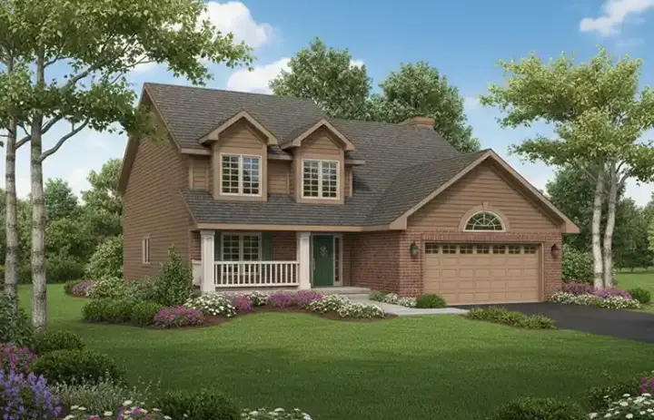 Traditional house plans 7-135 - front exterior, 2,073 sq ft, 4 bed, 2 bath house plans | Monster House Plans