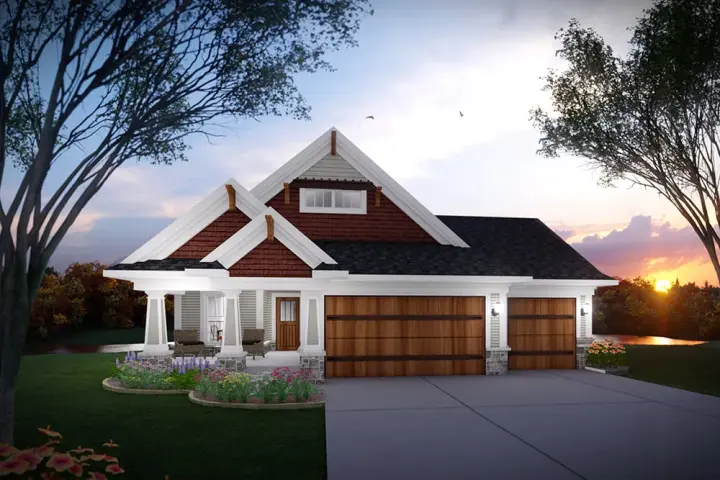 Craftsman house plans 7-1375 - front exterior, 2,307 sq ft, 4 bed, 3 bath house plans | Monster House Plans