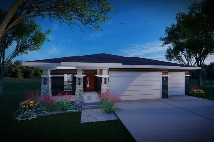 Prairie house plans 7-1376 - front exterior, 1,364 sq ft, 2 bed, 2 bath house plans | Monster House Plans
