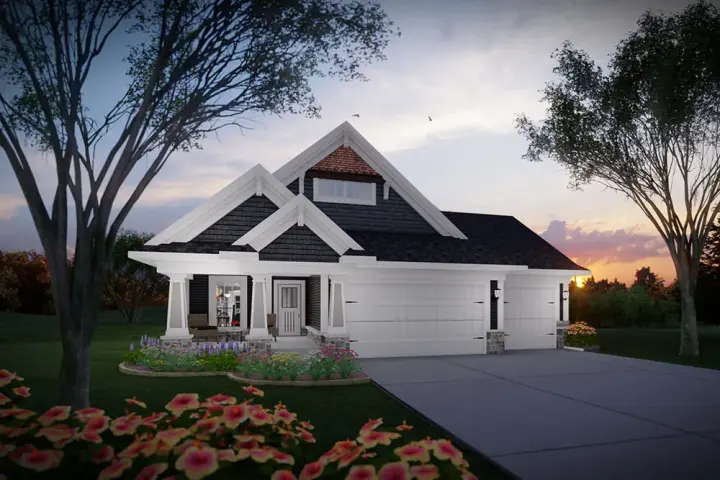 Craftsman house plans 7-1378 - front exterior, 1,364 sq ft, 2 bed, 2 bath house plans | Monster House Plans