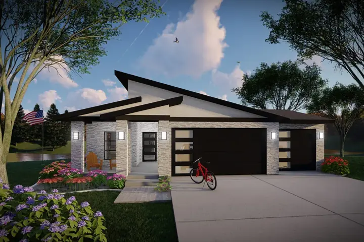 Modern house plans 7-1379 - front exterior, 2,307 sq ft, 4 bed, 3 bath house plans | Monster House Plans