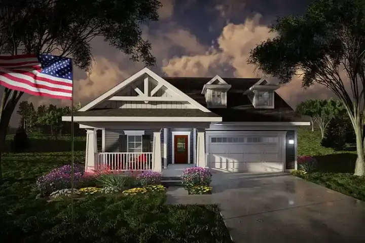 Craftsman house plans 7-1381 - front exterior, 2,260 sq ft, 3 bed, 3 bath house plans | Monster House Plans