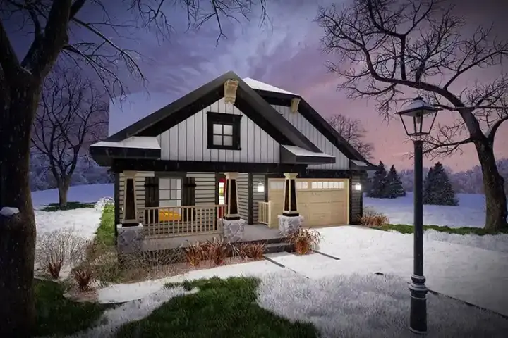 Craftsman house plans 7-1382 - front exterior, 1,372 sq ft, 2 bed, 2 bath house plans | Monster House Plans
