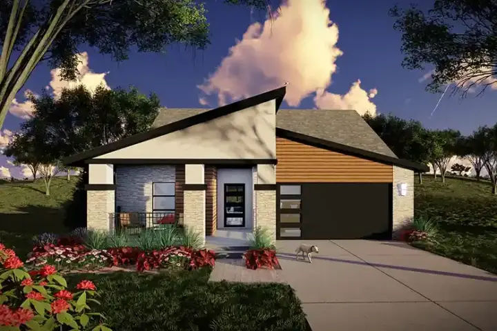 Modern house plans 7-1385 - front exterior, 2,260 sq ft, 3 bed, 3 bath house plans | Monster House Plans