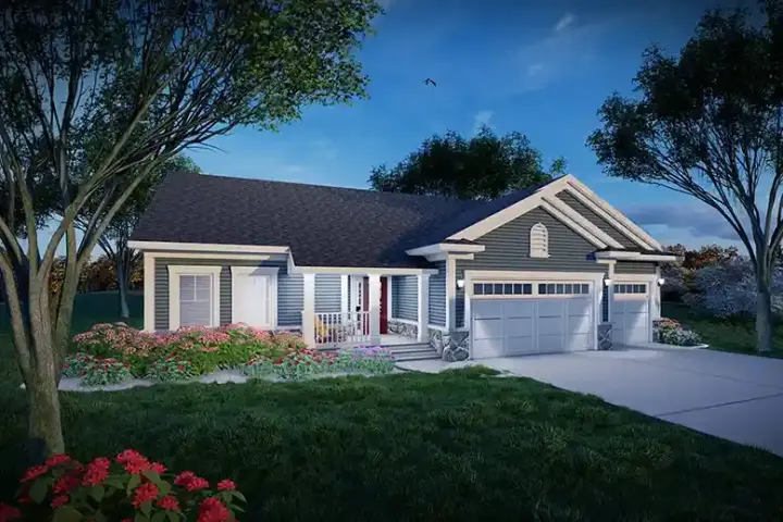 Traditional house plans 7-1395 - front exterior, 1,501 sq ft, 3 bed, 2 bath house plans | Monster House Plans
