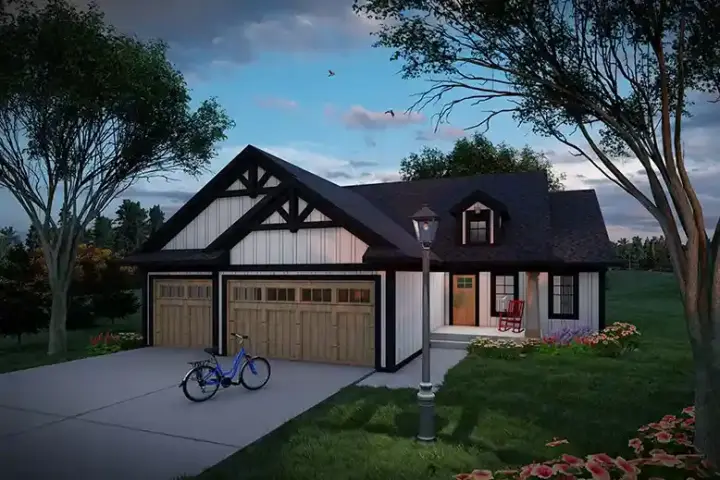 Craftsman house plans 7-1411 - front exterior, 1,583 sq ft, 3 bed, 2 bath house plans | Monster House Plans