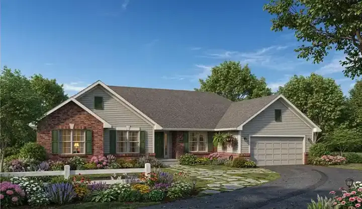 Ranch house plans 7-150 - front exterior, 1,746 sq ft, 3 bed, 2 bath house plans | Monster House Plans