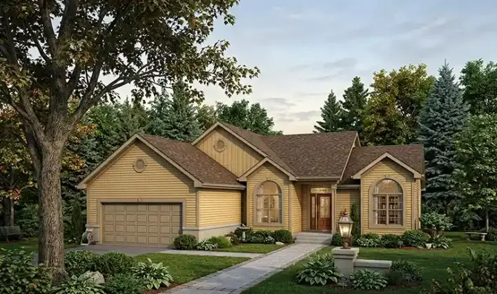 Traditional house plans 7-151 - front exterior, 1,730 sq ft, 3 bed, 2 bath house plans | Monster House Plans