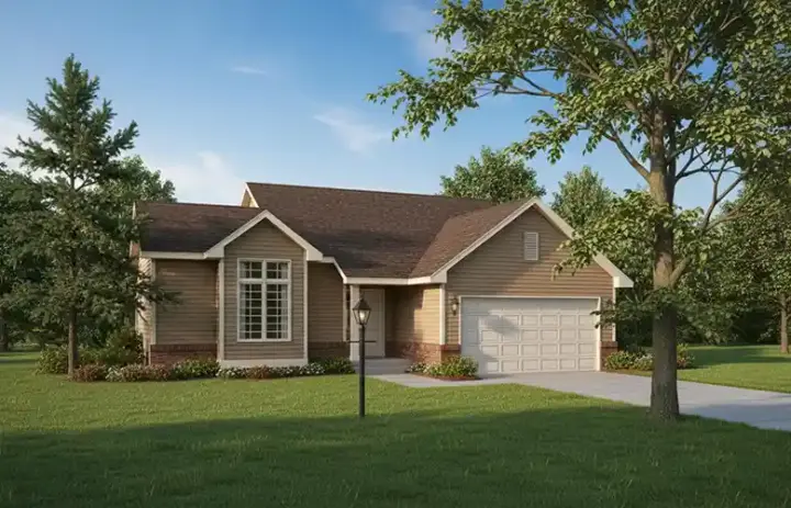 Traditional house plans 7-155 - front exterior, 1,380 sq ft, 3 bed, 2 bath house plans | Monster House Plans