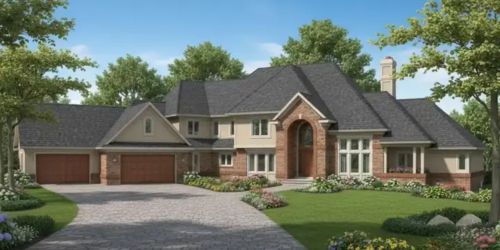 Traditional house plans 7-163 - front exterior, 6,322 sq ft, 4 bed, 4 bath house plans | Monster House Plans
