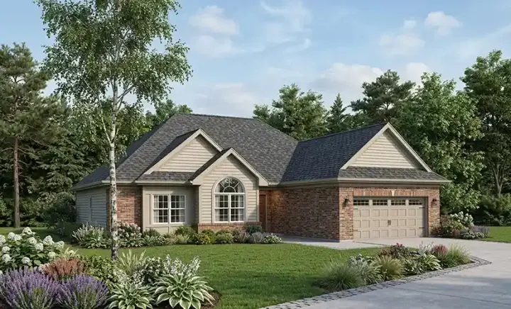 Traditional house plans 7-168 - front exterior, 1,596 sq ft, 3 bed, 2 bath house plans | Monster House Plans