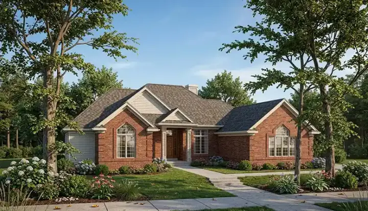 Traditional house plans 7-170 - front exterior, 2,095 sq ft, 3 bed, 2 bath house plans | Monster House Plans