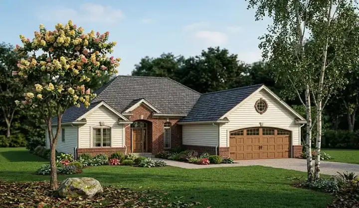 Traditional house plans 7-190 - front exterior, 1,460 sq ft, 3 bed, 2 bath house plans | Monster House Plans