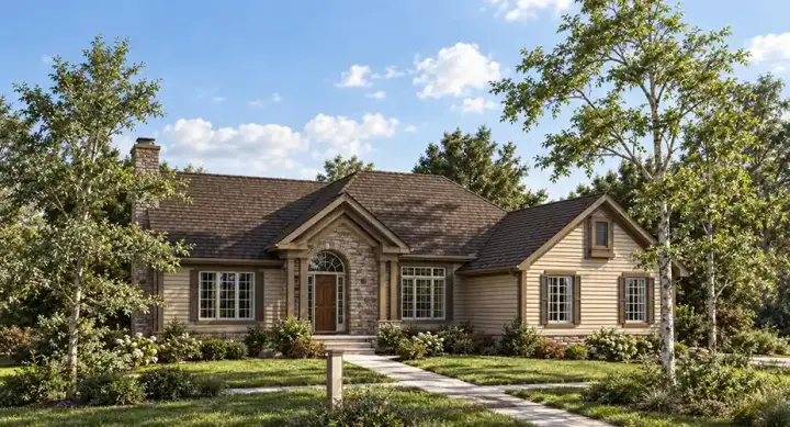 Traditional house plans 7-192 - front exterior, 2,042 sq ft, 3 bed, 2 bath house plans | Monster House Plans