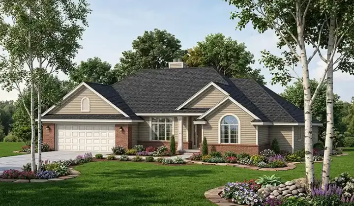 Traditional house plans 7-196 - front exterior, 1,785 sq ft, 3 bed, 2 bath house plans | Monster House Plans
