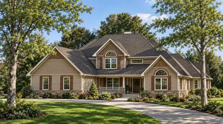 Traditional house plans 7-201 - front exterior, 3,211 sq ft, 4 bed, 3 bath house plans | Monster House Plans