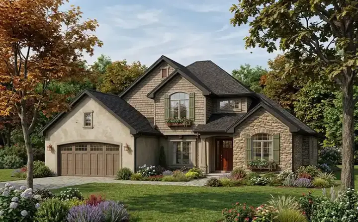 Traditional house plans 7-203 - front exterior, 2,525 sq ft, 4 bed, 2 bath house plans | Monster House Plans
