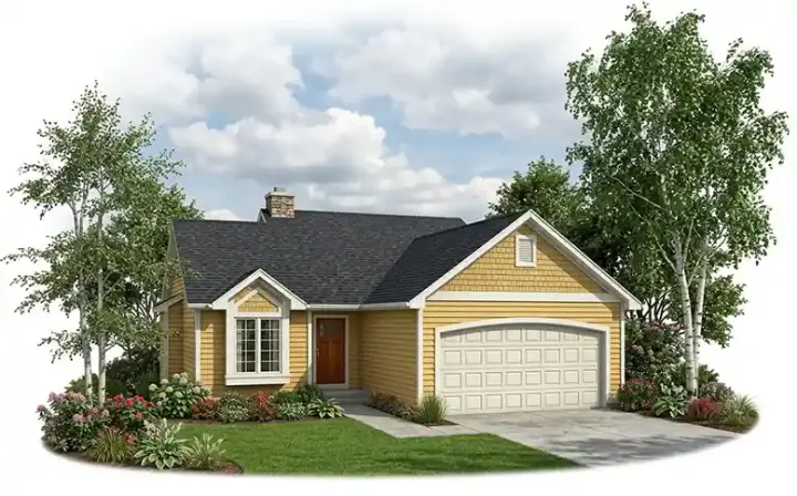 Traditional house plans 7-211 - front exterior, 1,329 sq ft, 3 bed, 2 bath house plans | Monster House Plans
