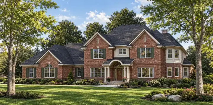 European house plans 7-222 - front exterior, 3,470 sq ft, 4 bed, 3 bath house plans | Monster House Plans