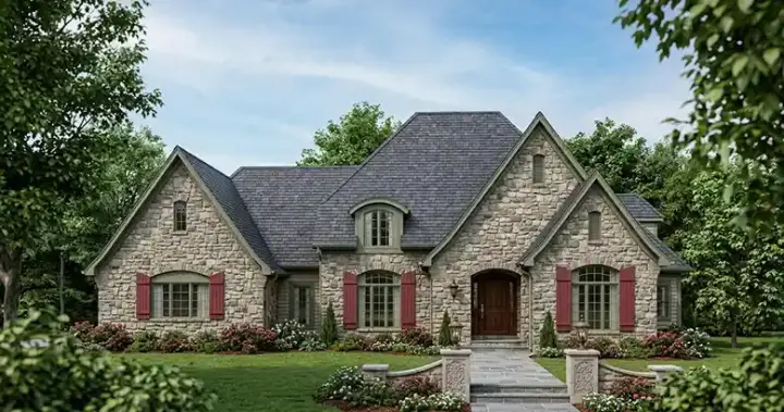 English Country house plans 7-223 - front exterior, 3,650 sq ft, 4 bed, 3 bath house plans | Monster House Plans