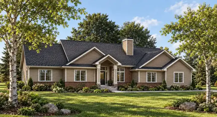 Traditional house plans 7-227 - front exterior, 1,851 sq ft, 3 bed, 2 bath house plans | Monster House Plans