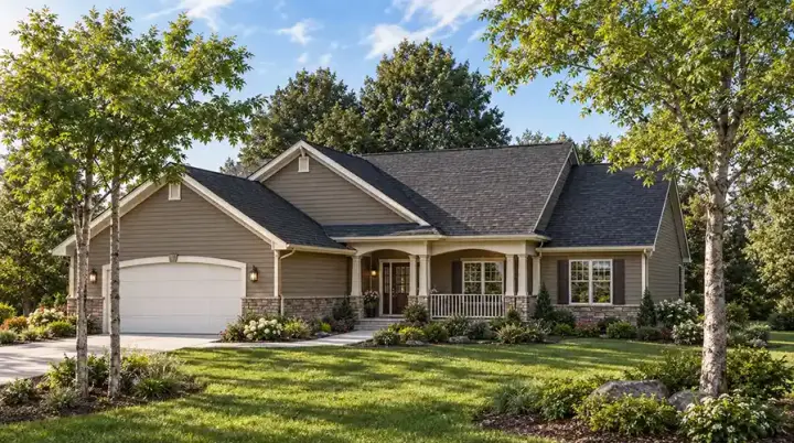 Ranch house plans 7-230 - front exterior, 1,733 sq ft, 3 bed, 2 bath house plans | Monster House Plans