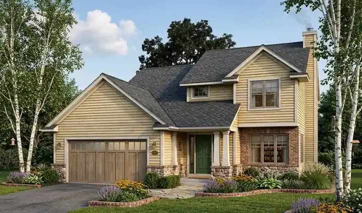 Traditional house plans 7-235 - front exterior, 1,552 sq ft, 3 bed, 2 bath house plans | Monster House Plans