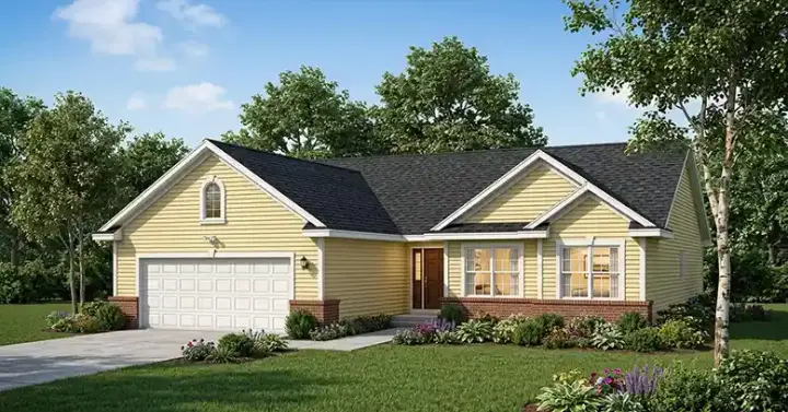 Ranch house plans 7-236 - front exterior, 1,370 sq ft, 3 bed, 2 bath house plans | Monster House Plans