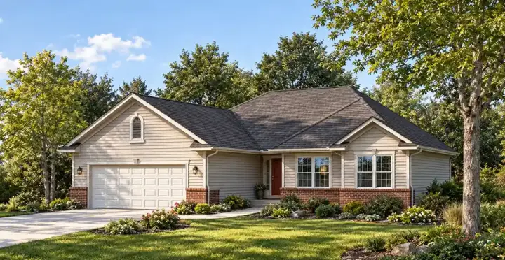 Ranch house plans 7-237 - front exterior, 1,370 sq ft, 3 bed, 2 bath house plans | Monster House Plans