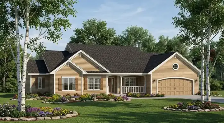 Ranch house plans 7-238 - front exterior, 1,964 sq ft, 3 bed, 2 bath house plans | Monster House Plans
