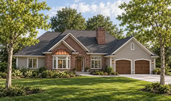 Traditional house plans 7-247 - front exterior, 1,898 sq ft, 3 bed, 2 bath house plans | Monster House Plans