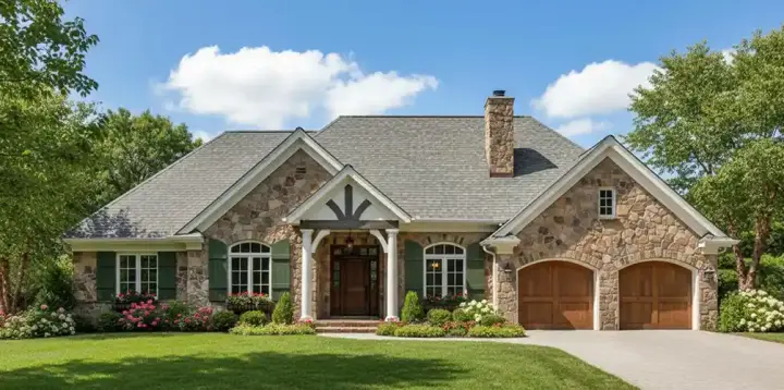 English Country house plans 7-249 - front exterior, 1,882 sq ft, 3 bed, 2 bath house plans | Monster House Plans