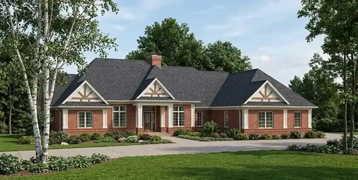 Tudor house plans 7-258 - front exterior, 2,121 sq ft, 2 bed, 2 bath house plans | Monster House Plans