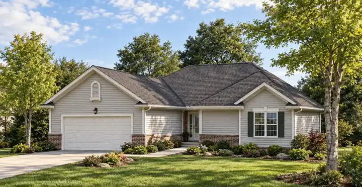 Ranch house plans 7-261 - front exterior, 1,378 sq ft, 2 bed, 2 bath house plans | Monster House Plans