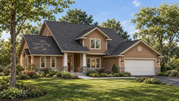 Traditional house plans 7-266 - front exterior, 1,900 sq ft, 3 bed, 2 bath house plans | Monster House Plans